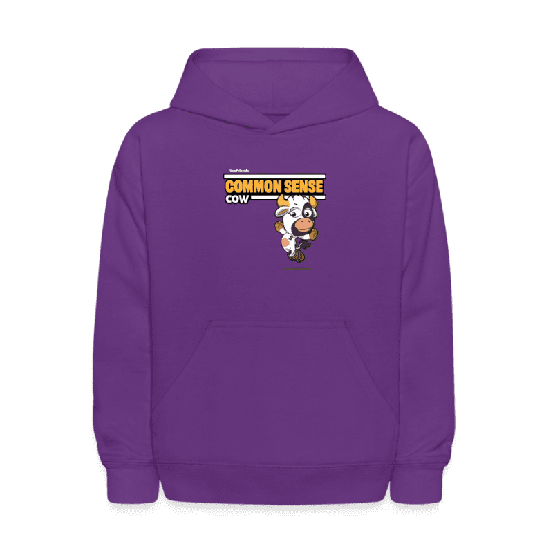 Common Sense Cow Character Comfort Kids Hoodie - purple