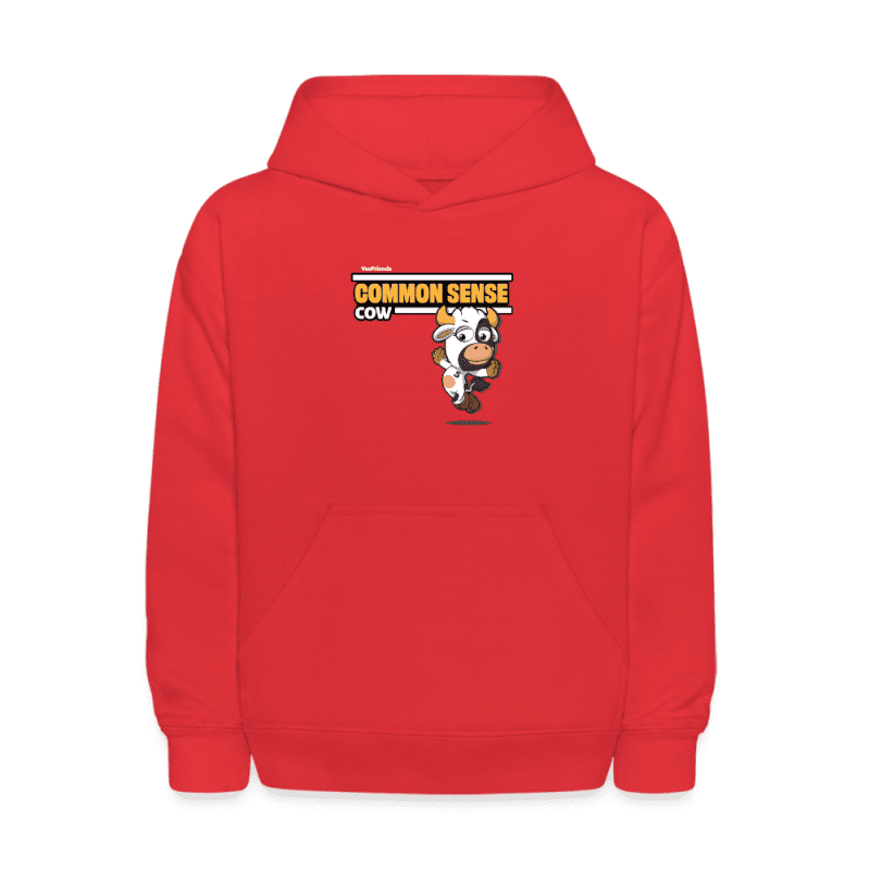 Common Sense Cow Character Comfort Kids Hoodie - red