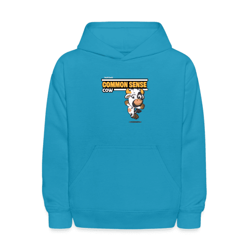 Common Sense Cow Character Comfort Kids Hoodie - turquoise