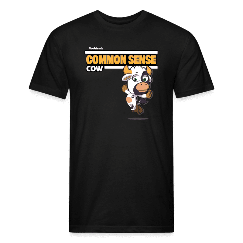 Common Sense Cow Character Comfort Adult Tee - black