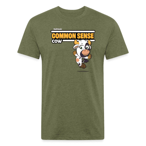 Common Sense Cow Character Comfort Adult Tee - heather military green