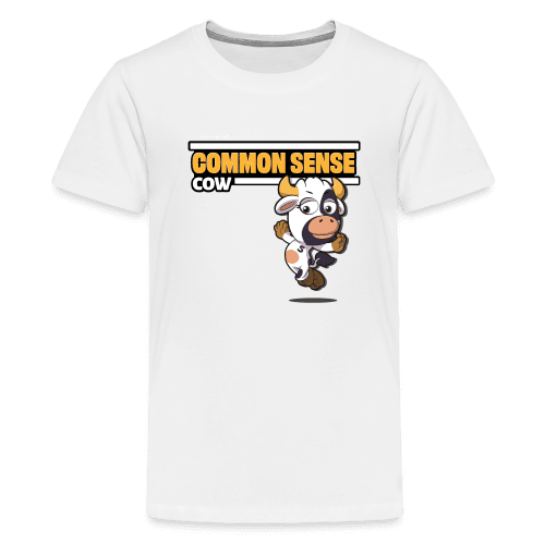 Common Sense Cow Character Comfort Kids Tee - white