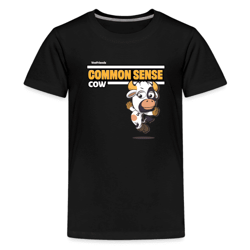 Common Sense Cow Character Comfort Kids Tee - black