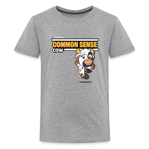 Common Sense Cow Character Comfort Kids Tee - heather gray