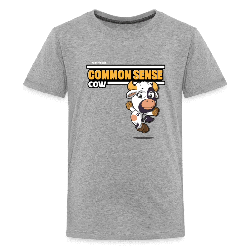 Common Sense Cow Character Comfort Kids Tee - heather gray