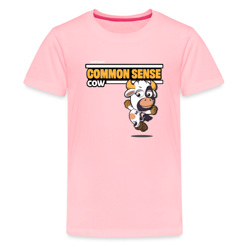 Common Sense Cow Character Comfort Kids Tee - pink