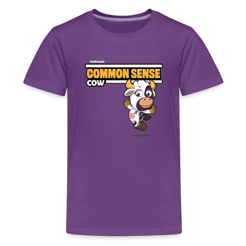 Common Sense Cow Character Comfort Kids Tee - purple