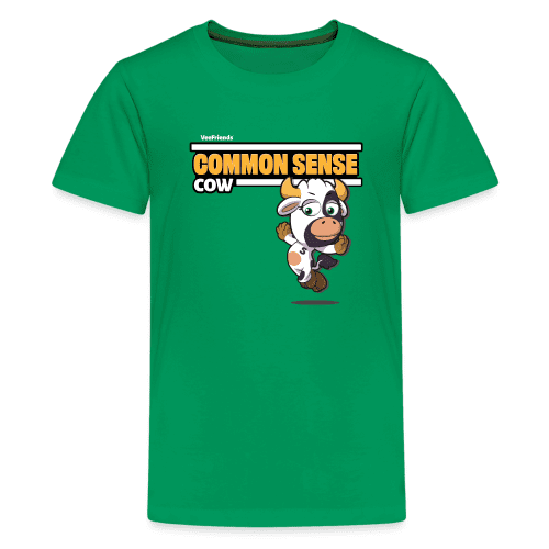 Common Sense Cow Character Comfort Kids Tee - kelly green