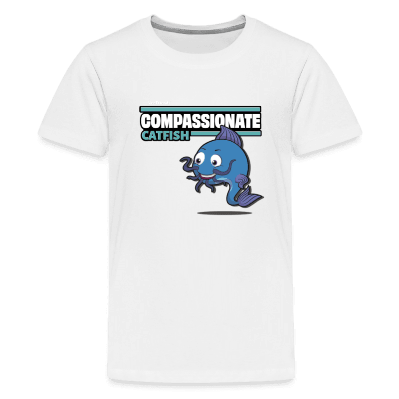 Compassionate Catfish Character Comfort Kids Tee - white