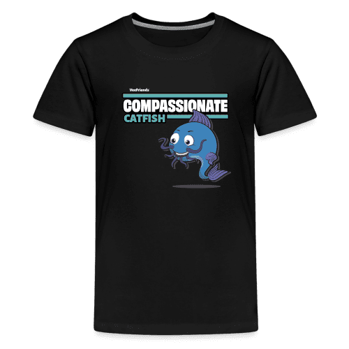 Compassionate Catfish Character Comfort Kids Tee - black