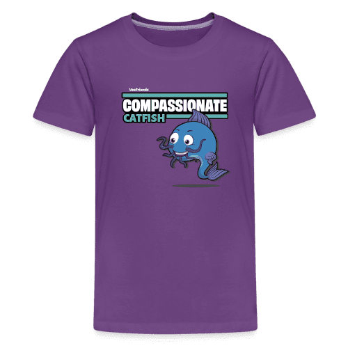 Compassionate Catfish Character Comfort Kids Tee - purple