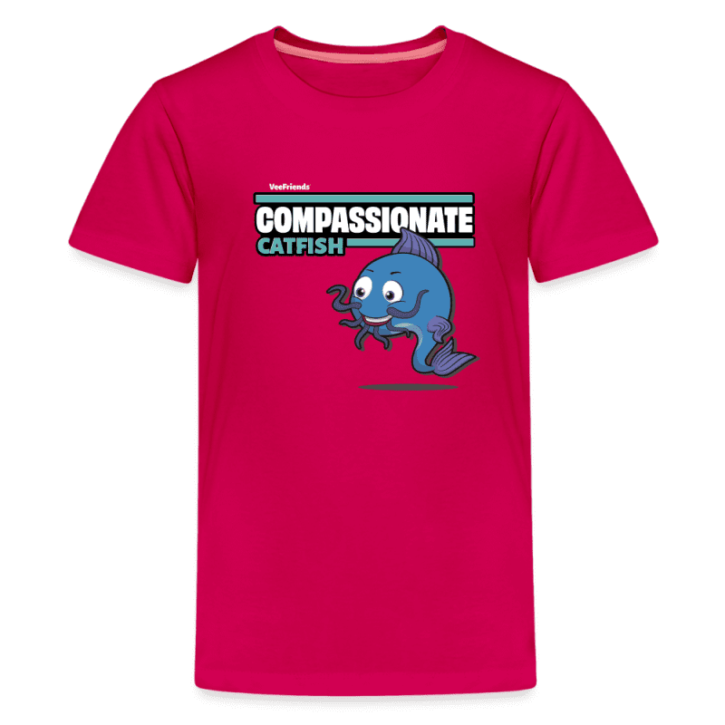 Compassionate Catfish Character Comfort Kids Tee - dark pink