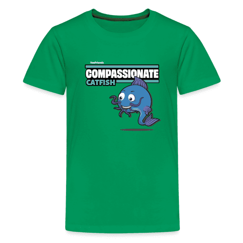 Compassionate Catfish Character Comfort Kids Tee - kelly green