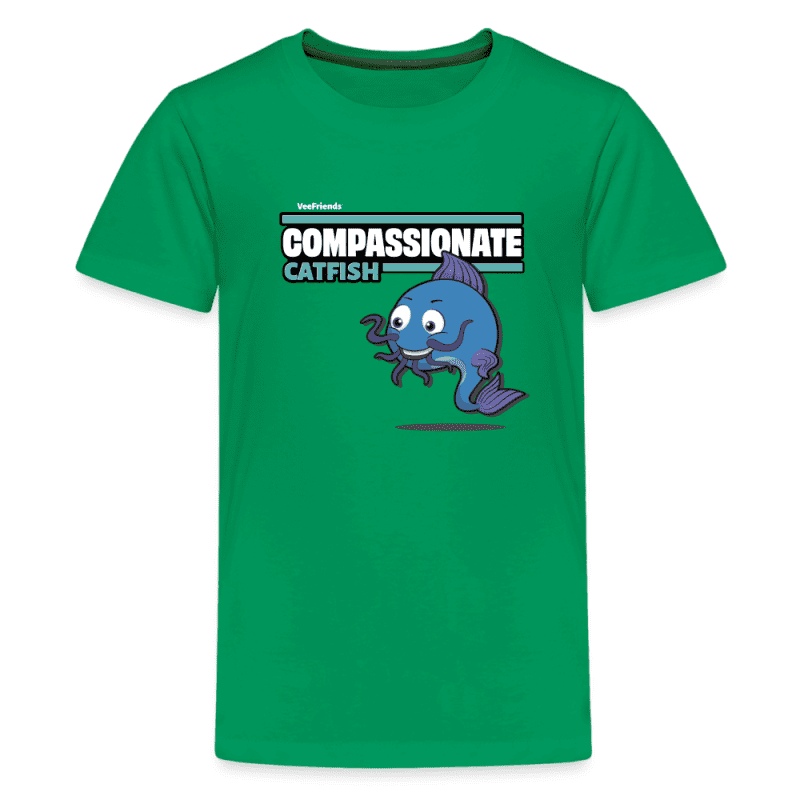 Compassionate Catfish Character Comfort Kids Tee - kelly green