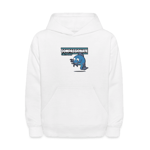 Compassionate Catfish Character Comfort Kids Hoodie - white