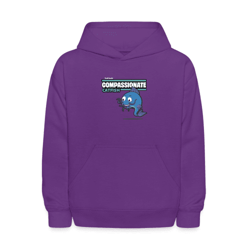 Compassionate Catfish Character Comfort Kids Hoodie - purple