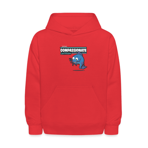 Compassionate Catfish Character Comfort Kids Hoodie - red