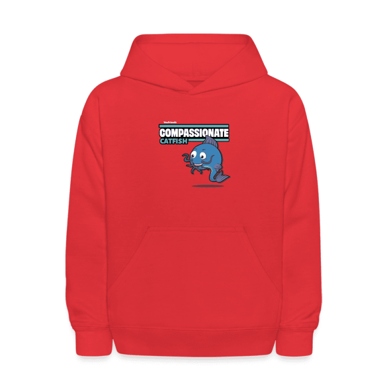 Compassionate Catfish Character Comfort Kids Hoodie - red