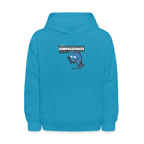 Compassionate Catfish Character Comfort Kids Hoodie - turquoise