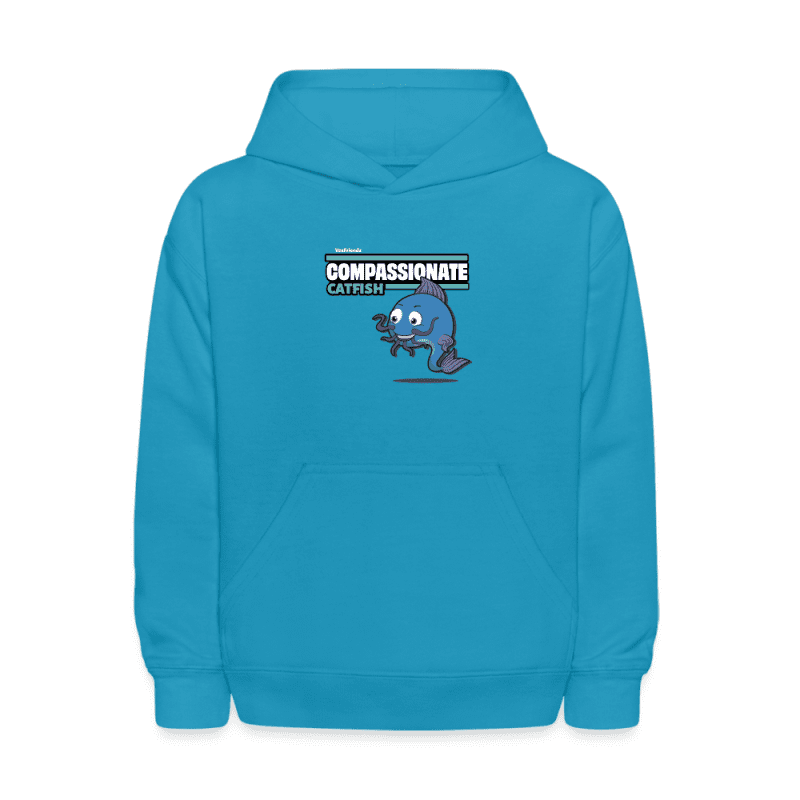 Compassionate Catfish Character Comfort Kids Hoodie - turquoise