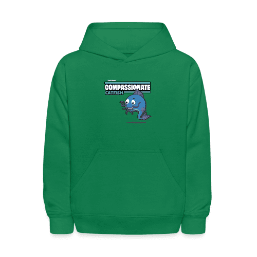 Compassionate Catfish Character Comfort Kids Hoodie - kelly green