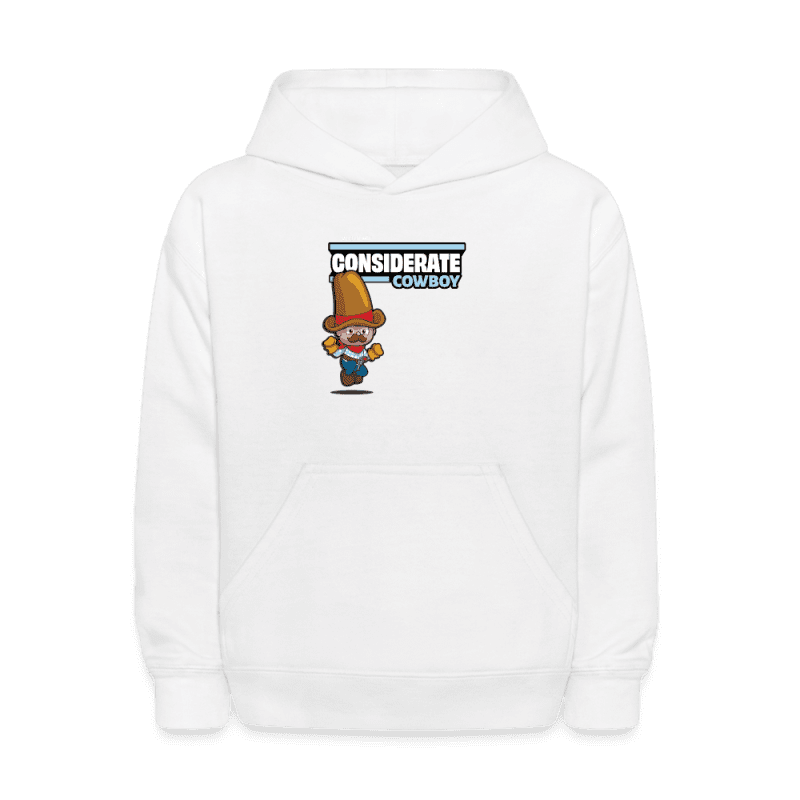 Considerate Cowboy Character Comfort Kids Hoodie - white