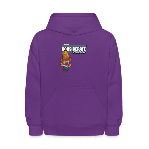 Considerate Cowboy Character Comfort Kids Hoodie - purple