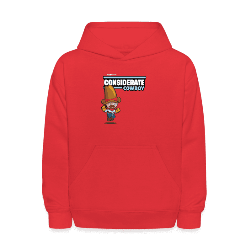 Considerate Cowboy Character Comfort Kids Hoodie - red