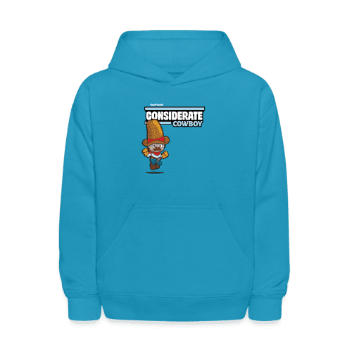 Considerate Cowboy Character Comfort Kids Hoodie - turquoise