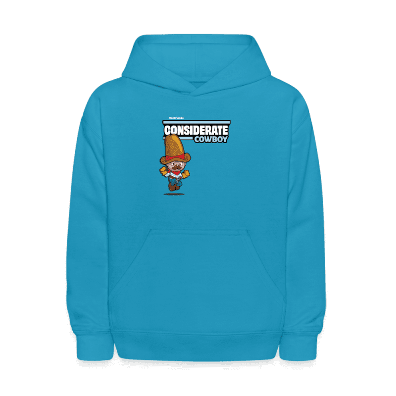 Considerate Cowboy Character Comfort Kids Hoodie - turquoise