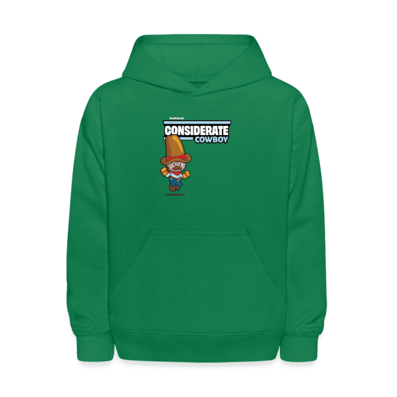 Considerate Cowboy Character Comfort Kids Hoodie - kelly green