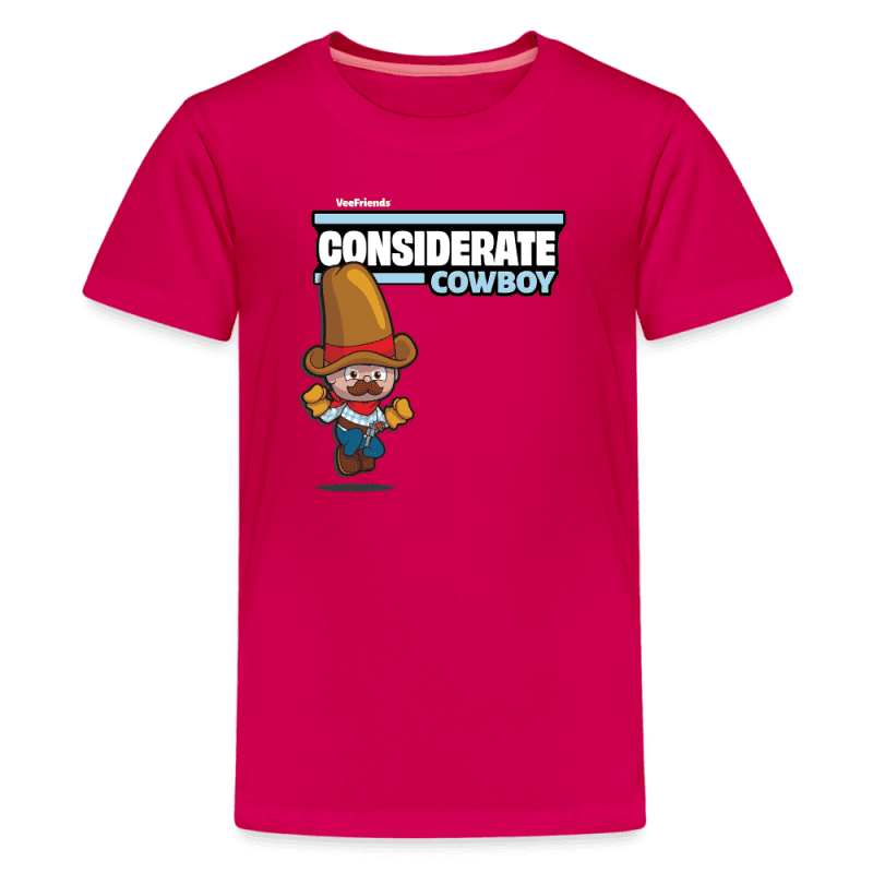 Considerate Cowboy Character Comfort Kids Tee - dark pink