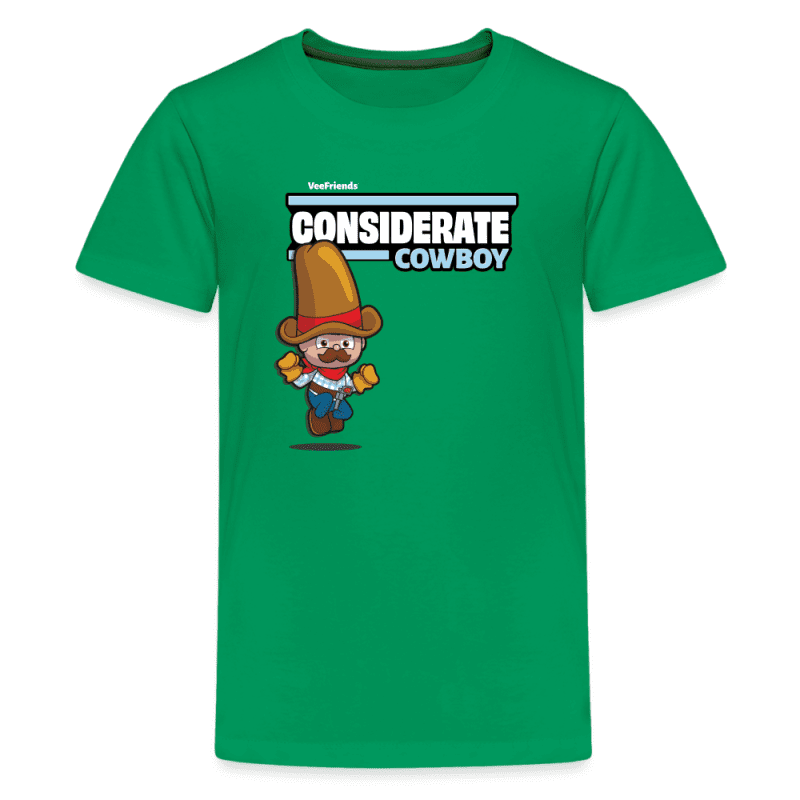 Considerate Cowboy Character Comfort Kids Tee - kelly green