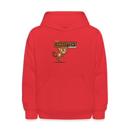 Consistent Cougar Character Comfort Kids Hoodie - red