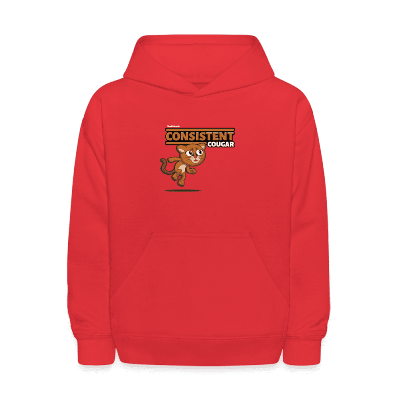 Consistent Cougar Character Comfort Kids Hoodie - red