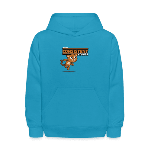 Consistent Cougar Character Comfort Kids Hoodie - turquoise