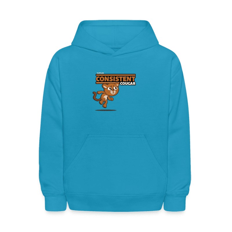 Consistent Cougar Character Comfort Kids Hoodie - turquoise