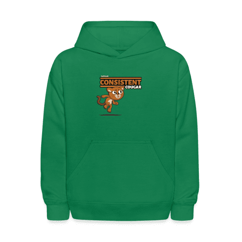 Consistent Cougar Character Comfort Kids Hoodie - kelly green