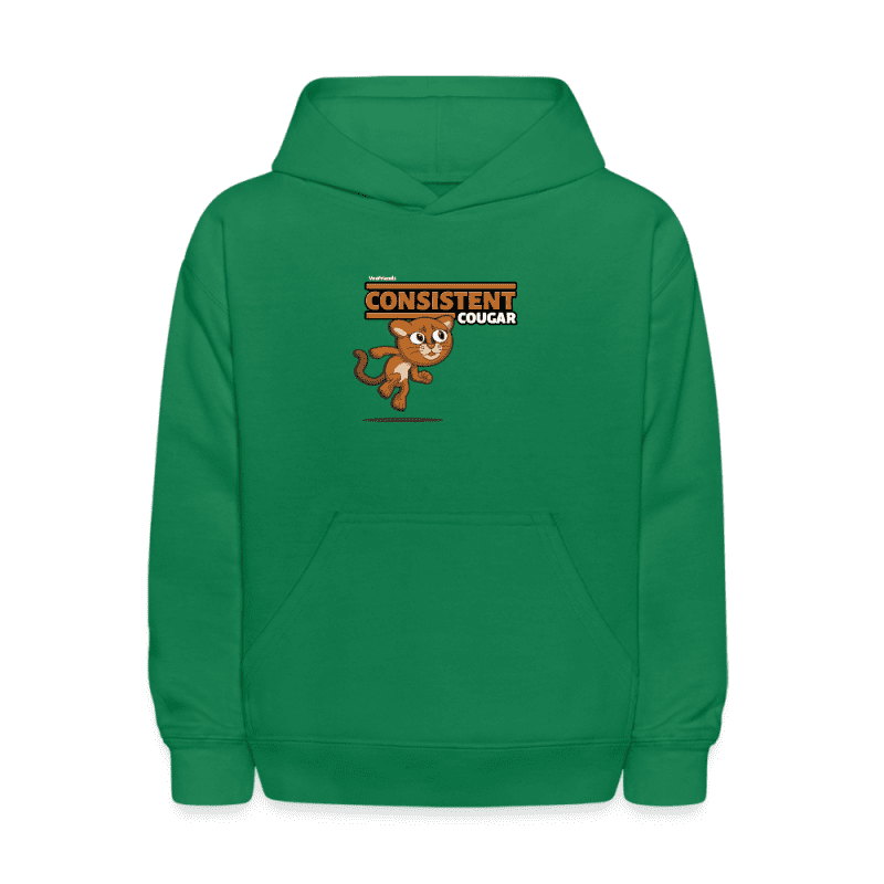 Consistent Cougar Character Comfort Kids Hoodie - kelly green