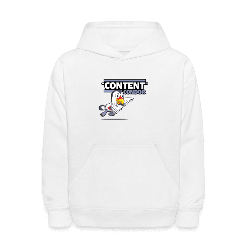 "Content" Condor Character Comfort Kids Hoodie - white