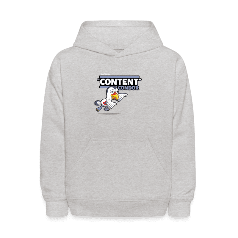 "Content" Condor Character Comfort Kids Hoodie - heather gray