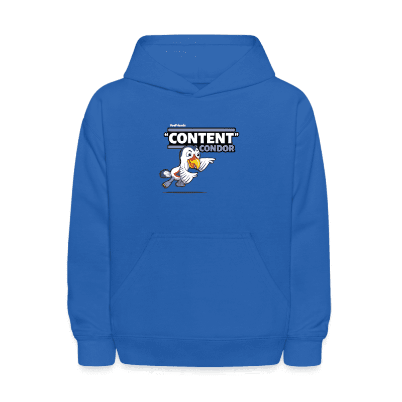 "Content" Condor Character Comfort Kids Hoodie - royal blue