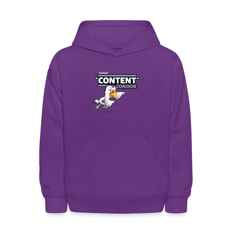 "Content" Condor Character Comfort Kids Hoodie - purple