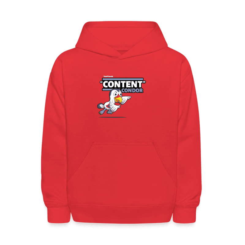 "Content" Condor Character Comfort Kids Hoodie - red