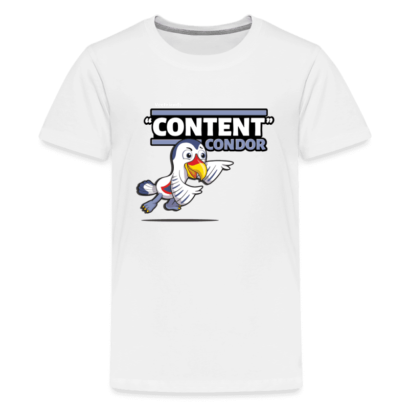 "Content" Condor Character Comfort Kids Tee - white