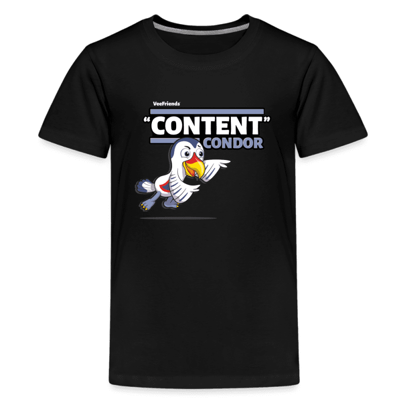 "Content" Condor Character Comfort Kids Tee - black