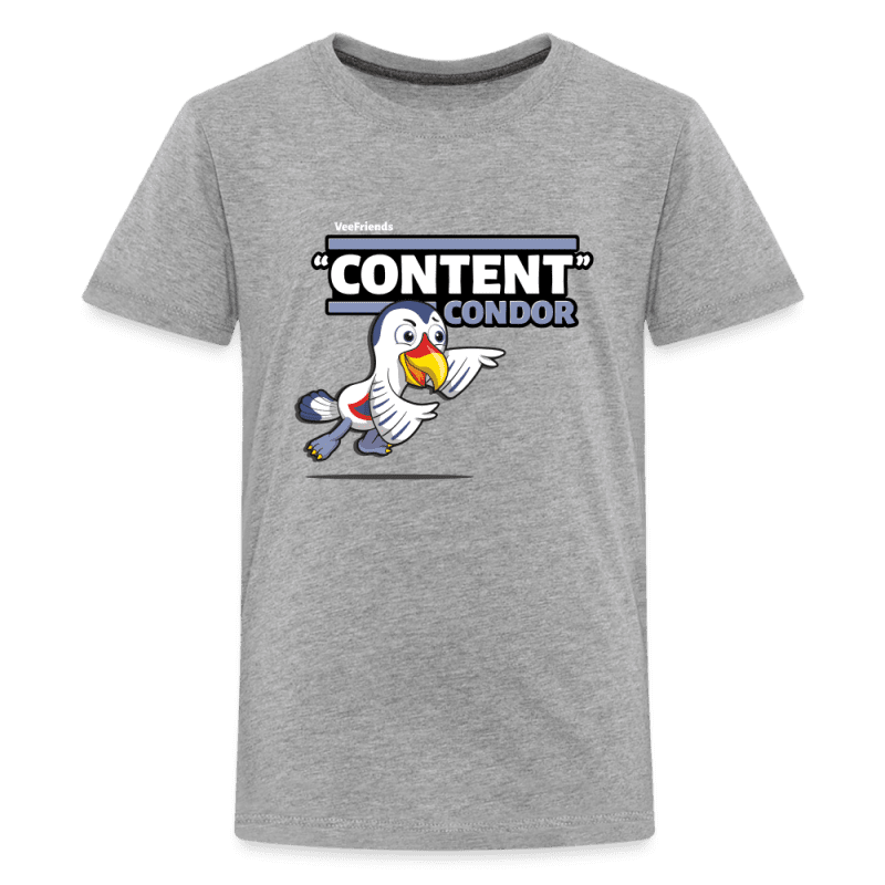 "Content" Condor Character Comfort Kids Tee - heather gray