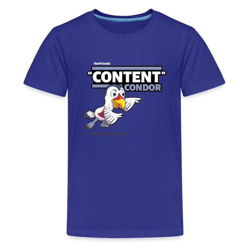 "Content" Condor Character Comfort Kids Tee - royal blue