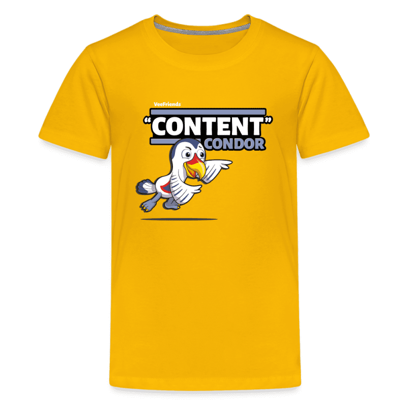 "Content" Condor Character Comfort Kids Tee - sun yellow