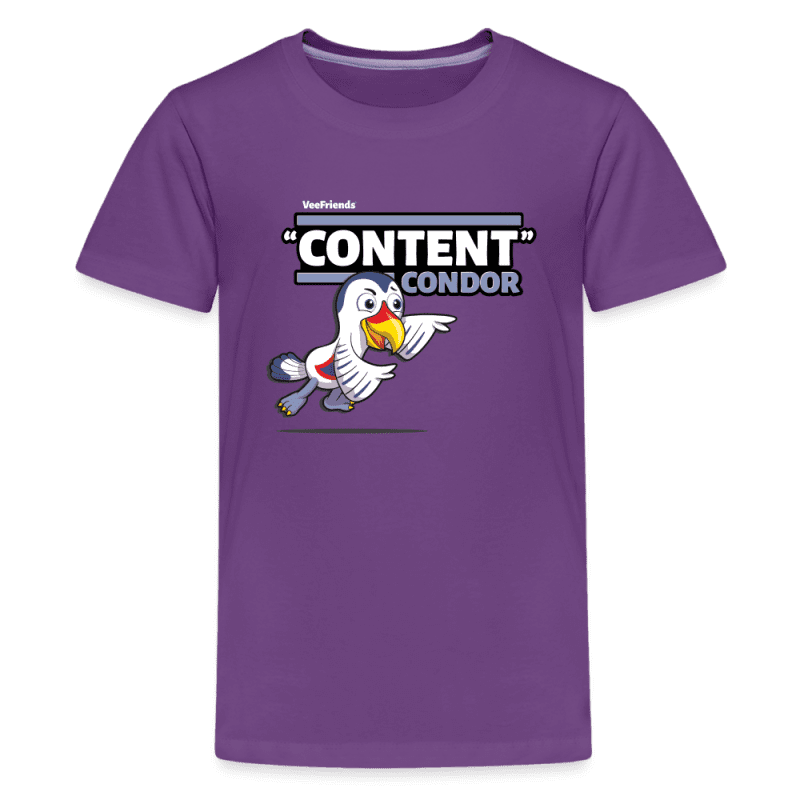 "Content" Condor Character Comfort Kids Tee - purple